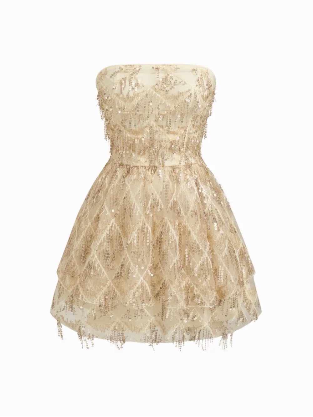NWT CIDER XL Strapless Champagne Sequin Party Dress